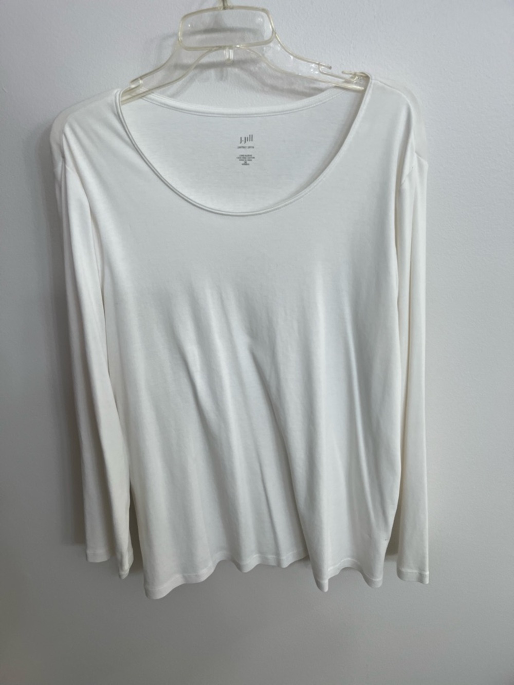 NWOT J. Jill 3X Scoop Neck Long Sleeve Top in White